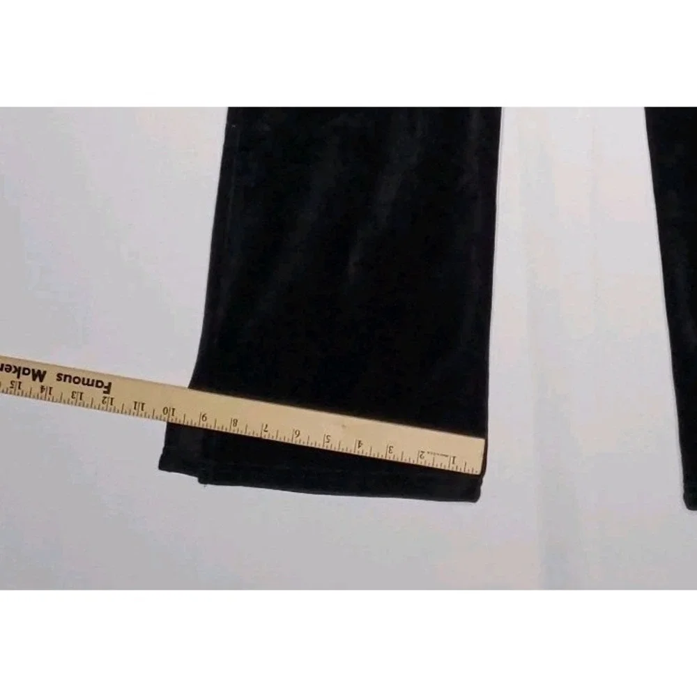 NY Company Citysport Velour Pants Women Medium Black Drawstring Straight Y2K 00s